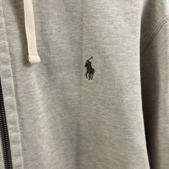 Polo Ralph Lauren Hoodie Men’s Large Tan Thermal Waffle Hood Zip - Picture 3 of 10